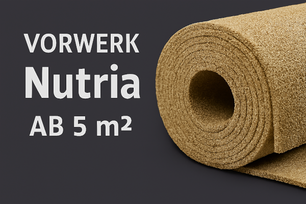 Kategoriebild für Teppichboden Nutria Melange 1N95; gleichmäßige Velours-Oberfläche mit weißer Schrift „Nutria Melange Teppichboden“ im Querformat