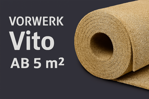 Kategoriebild für Teppichboden Vito; gleichmäßige Univelours-Oberfläche mit weißer Schrift „Vito Teppichboden“ im Querformat