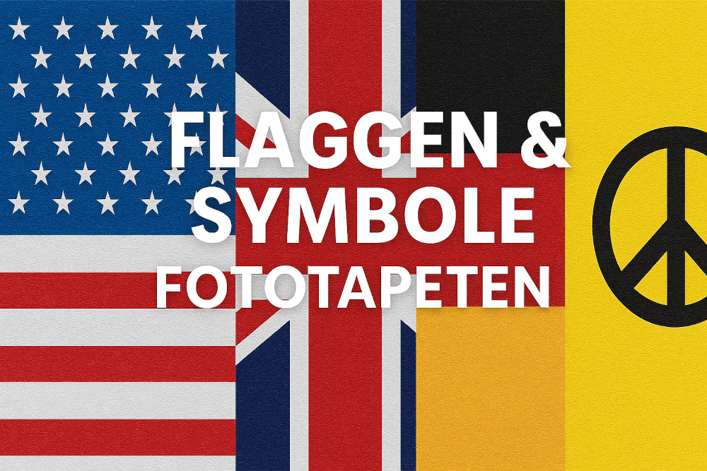 Kategoriebild FLAGGEN & SYMBOLE FOTOTAPETEN – stilisierte Flaggen und Symbole in kräftigen Farben als modernes Design für kreative Raumgestaltung