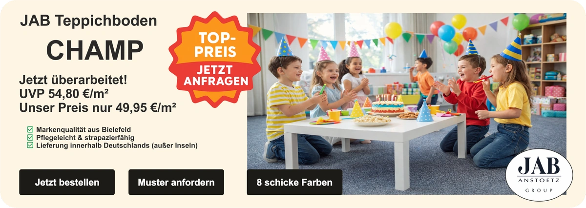 - JAB Teppichboden CHAMP in modernem Wohnambiente mit Kindern