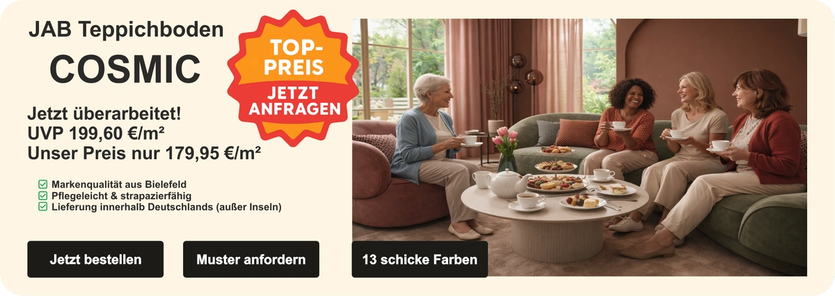AB COSMIC Teppichboden Velours 4 m breit – Polyamid Bodenbelag Wohnzimmer modern, hochwertiger Teppichboden 179,95 €/m²