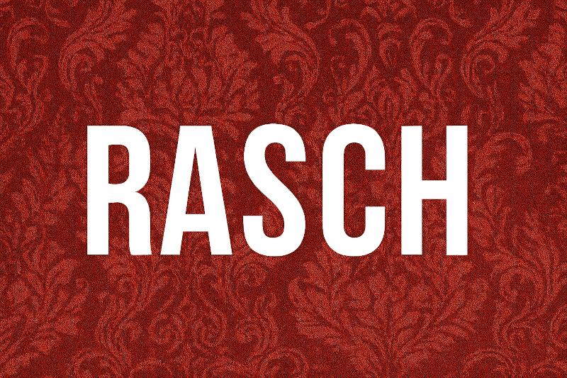 „Kategoriebild RASCH Tapeten – rotes Damastmuster mit weißer Schrift, eleganter Header für Tapetenrubrik im Onlineshop