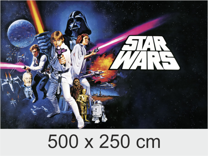 Vorhang auf für galaktisches Design – Sci-Fi Raumschiff über Sternennebel, ideal als Vlies-Fototapete in 500 × 250 cm