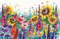 Preview: Vlies-Fototapete MS-5-1970 – Draufsicht auf florales Dessin mit warmen Farbtönen, Format 375 × 250 cm, brillante Druckqualität.