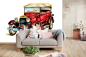 Preview: MS-5-1995 als Wandtapete in modernem Interieur; Retro-Design mit räumlicher Tiefe und Vintage-Charme