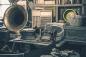 Preview: Vlies-Fototapete MS-5-2109 in Draufsicht; Retro-Motiv mit geometrischem Design und nostalgischer Farbwirkung