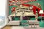 Preview: MS-5-2184 als Wandtapete in modernem Interieur; Retro-Design mit räumlicher Tiefe und Vintage-Charme