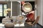 Preview: MS-5-2751 als Wandtapete in modernem Interieur; Retro-Design mit räumlicher Tiefe und Vintage-Charme