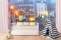 Preview: MS-5-2877 als Wandtapete in modernem Interieur; Retro-Design mit räumlicher Tiefe und Vintage-Charme
