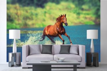 „Tiermotiv-Fototapete MS-5-0424 als Blickfang im Wohnzimmer – lebendige Farben und räumliche Tiefe“