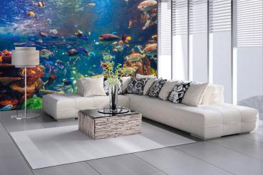 „Tiermotiv-Fototapete MS-5-0504 als Blickfang im Wohnzimmer – lebendige Farben und räumliche Tiefe“