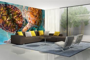 „Tiermotiv-Fototapete MS-5-0505 als Blickfang im Wohnzimmer – lebendige Farben und räumliche Tiefe“