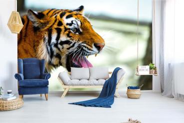 „Tiermotiv-Fototapete MS-5-0562 als Blickfang im Wohnzimmer – lebendige Farben und räumliche Tiefe“