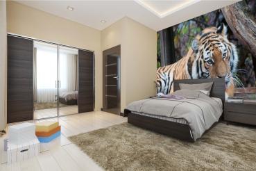 „Tiermotiv-Fototapete MS-5-0577 als Blickfang im Wohnzimmer – lebendige Farben und räumliche Tiefe“