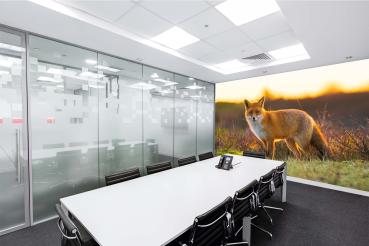„Tiermotiv-Fototapete MS-5-0613 als Blickfang im Wohnzimmer – lebendige Farben und räumliche Tiefe“