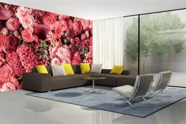 Fototapete MS-5-1283 mit Blumenmotiv – stimmungsvolle Raumansicht im Querformat, dekorativ verlegt auf großer Wandfläche.