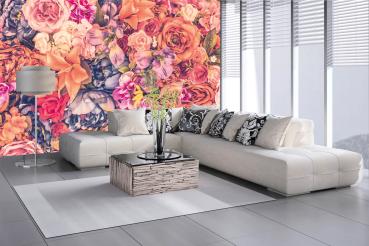 Fototapete MS-5-1288 mit Blumenmotiv – stimmungsvolle Raumansicht im Querformat, dekorativ verlegt auf großer Wandfläche.