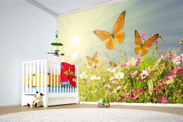 Fototapete MS-5-1299 mit Blumenmotiv – stimmungsvolle Raumansicht im Querformat, dekorativ verlegt auf großer Wandfläche.