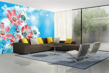 Fototapete MS-5-1342 mit Blumenmotiv – stimmungsvolle Raumansicht im Querformat, dekorativ verlegt auf großer Wandfläche.