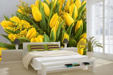 Fototapete MS-5-1369 mit Blumenmotiv – stimmungsvolle Raumansicht im Querformat, dekorativ verlegt auf großer Wandfläche.