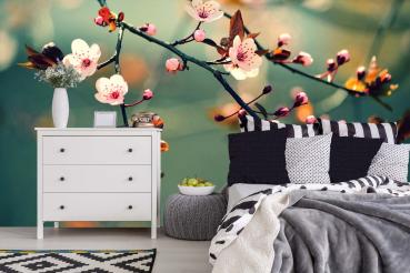 Fototapete MS-5-1377 mit Blumenmotiv – stimmungsvolle Raumansicht im Querformat, dekorativ verlegt auf großer Wandfläche.