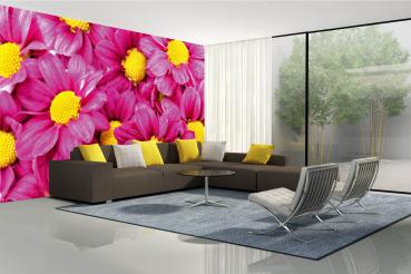 Fototapete MS-5-1385 mit Blumenmotiv – stimmungsvolle Raumansicht im Querformat, dekorativ verlegt auf großer Wandfläche.