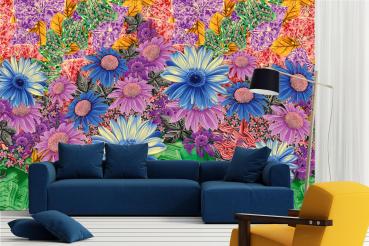 Fototapete MS-5-1390 mit Blumenmotiv – stimmungsvolle Raumansicht im Querformat, dekorativ verlegt auf großer Wandfläche.