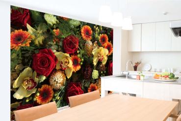 Fototapete MS-5-1393 mit Blumenmotiv – stimmungsvolle Raumansicht im Querformat, dekorativ verlegt auf großer Wandfläche.