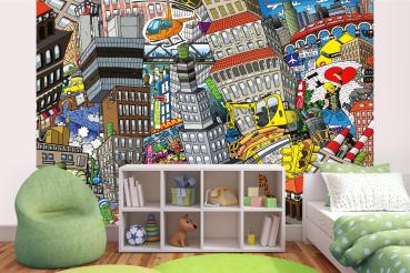 Kinder-Fototapete MS-5-1413 im Raum – kreative Wandgestaltung mit lebendigem XXL-Motiv für Kinderzimmer