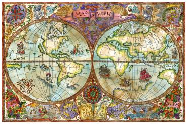 „Fototapete MS-5-1557 mit Weltkarten-Motiv – Draufsicht auf farbenreiche Kartengrafik in XXL“