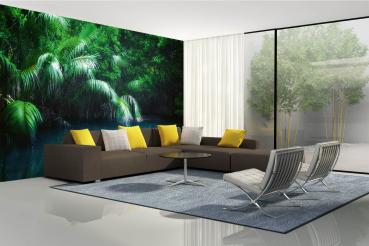 Fototapete MS-5-1585 mit Waldmotiv in einem modern eingerichteten Wohnraum