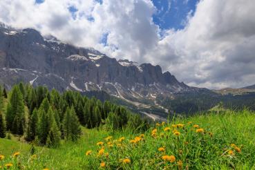 Vlies-Fototapete MS-5-1800 mit alpinem Bergmotiv – Format 375 × 250 cm, brillante Farben, klare Linien, Naturpanorama in XX