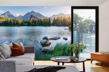 Berge-Fototapete MS-5-1814 in modernem Wohnraum – imposante Landschaft, räumliche Tiefe, stilvolle Wandgestaltung mit Naturakzen