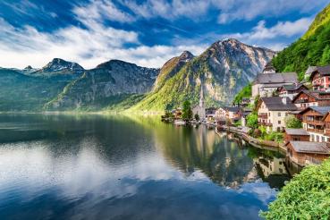 Vlies-Fototapete MS-5-1821 mit alpinem Bergmotiv – Format 375 × 250 cm, brillante Farben, klare Linien, Naturpanorama in XX
