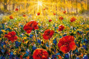 Vlies-Fototapete MS-5-1962 – Draufsicht auf florales Dessin mit warmen Farbtönen, Format 375 × 250 cm, brillante Druckqualität.