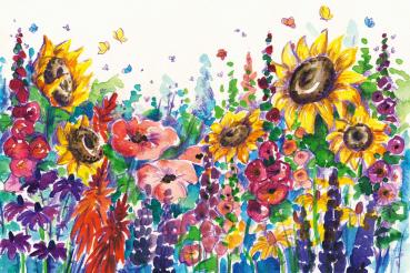 Vlies-Fototapete MS-5-1970 – Draufsicht auf florales Dessin mit warmen Farbtönen, Format 375 × 250 cm, brillante Druckqualität.