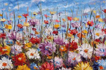 Vlies-Fototapete MS-5-1972 – Draufsicht auf florales Dessin mit warmen Farbtönen, Format 375 × 250 cm, brillante Druckqualität.