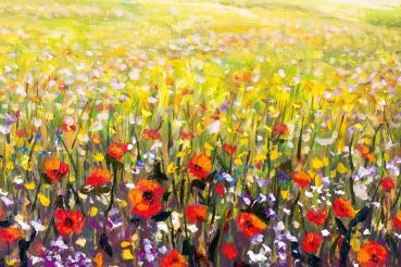 Vlies-Fototapete MS-5-1973 – Draufsicht auf florales Dessin mit warmen Farbtönen, Format 375 × 250 cm, brillante Druckqualität.