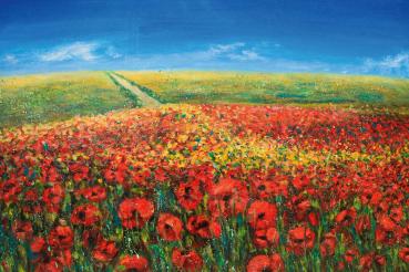 Vlies-Fototapete MS-5-1981 – Draufsicht auf florales Dessin mit warmen Farbtönen, Format 375 × 250 cm, brillante Druckqualität.