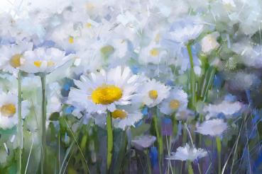 Vlies-Fototapete MS-5-1986 – Draufsicht auf florales Dessin mit warmen Farbtönen, Format 375 × 250 cm, brillante Druckqualität.