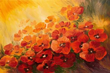 Vlies-Fototapete MS-5-1989 – Draufsicht auf florales Dessin mit warmen Farbtönen, Format 375 × 250 cm, brillante Druckqualität.