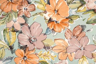 Vlies-Fototapete MS-5-1998 – Draufsicht auf florales Dessin mit warmen Farbtönen, Format 375 × 250 cm, brillante Druckqualität.