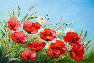 Vlies-Fototapete MS-5-2005 – Draufsicht auf florales Dessin mit warmen Farbtönen, Format 375 × 250 cm, brillante Druckqualität.