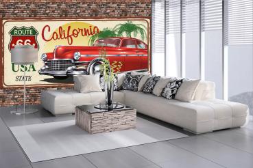 MS-5-2073 als Wandtapete in modernem Interieur; Retro-Design mit räumlicher Tiefe und Vintage-Charme