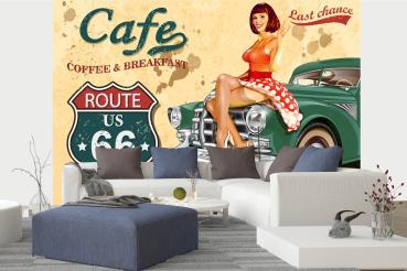 MS-5-2086 als Wandtapete in modernem Interieur; Retro-Design mit räumlicher Tiefe und Vintage-Charme