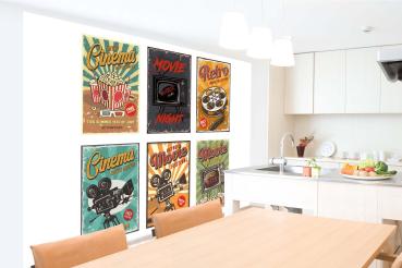 MS-5-2105 als Wandtapete in modernem Interieur; Retro-Design mit räumlicher Tiefe und Vintage-Charme