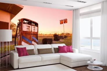 MS-5-2113 als Wandtapete in modernem Interieur; Retro-Design mit räumlicher Tiefe und Vintage-Charme