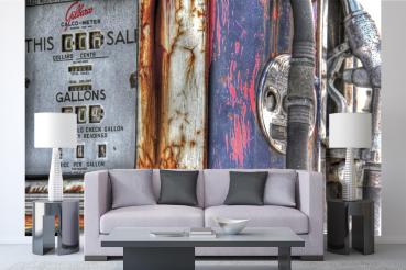 MS-5-2153 als Wandtapete in modernem Interieur; Retro-Design mit räumlicher Tiefe und Vintage-Charme