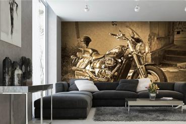 MS-5-2155 als Wandtapete in modernem Interieur; Retro-Design mit räumlicher Tiefe und Vintage-Charme