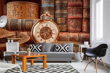MS-5-2157 als Wandtapete in modernem Interieur; Retro-Design mit räumlicher Tiefe und Vintage-Charme